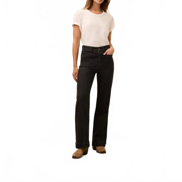 NEW FAHERTY stretch terry patch pocket straight pants in onyx black